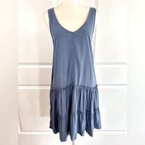 Splendid Tiered Ruffle Babydoll Dress V Neck SZ Small Knee Length Coastal Summer